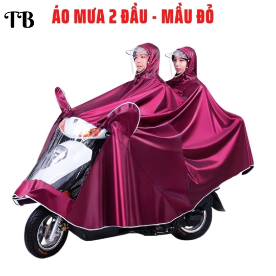 Mẫu áo mưa 2 đầu màu đỏ